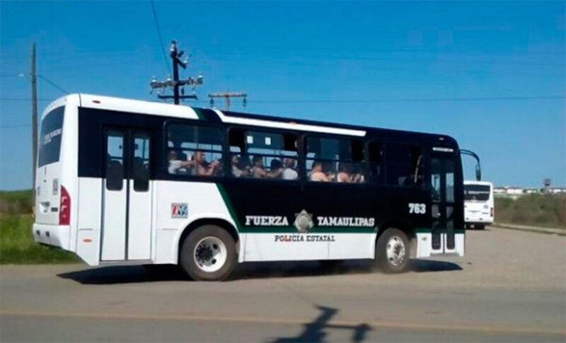 Autobús de la policía estatal de Tamaulipas