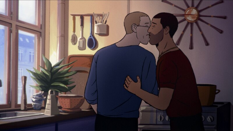 Beso gay en la cocina