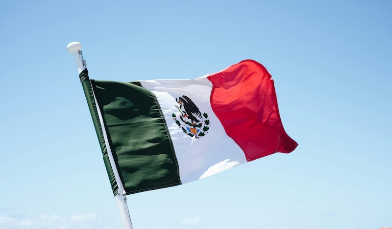 Bandera de México ondeando al viento