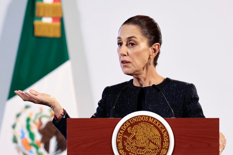 La Secretaria de Gobernación, Olga Sánchez Cordero, da un discurso.