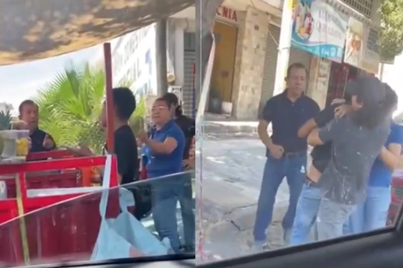 Captura de pantalla de la agresión que sufrió un vendedor por parte de dos sujetos