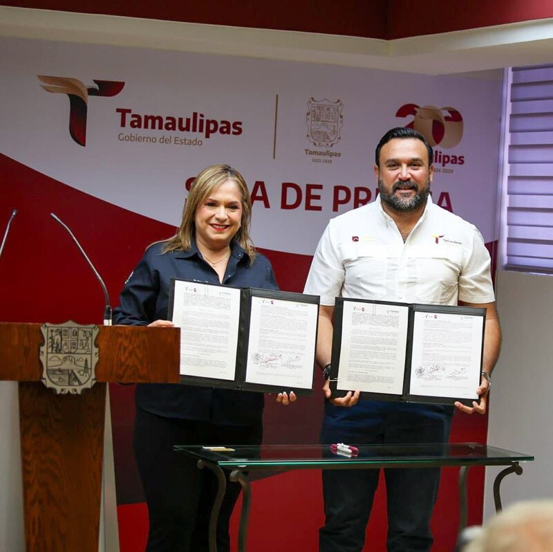 Firma de convenio entre el gobierno de Tamaulipas y la empresa "X" para la construcción de un nuevo hospital en la ciudad de Reynosa.
