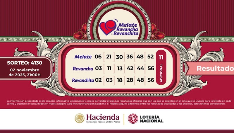 Resultado sorteo Melate 4130