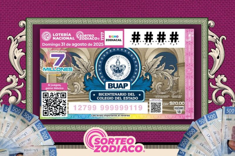 Billete del Sorteo Zodiaco 17171 dedicado a la BUAP