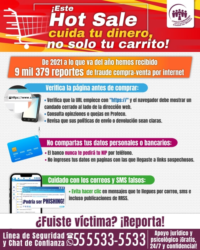 Infografía para prevenir estafas en el Hot Sale 2025