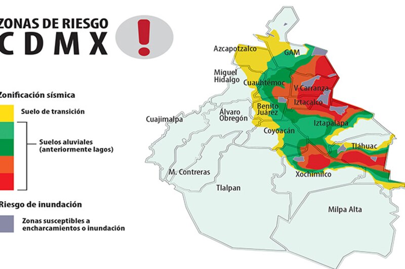 Mapa de riesgo de inundaciones en la Ciudad de México