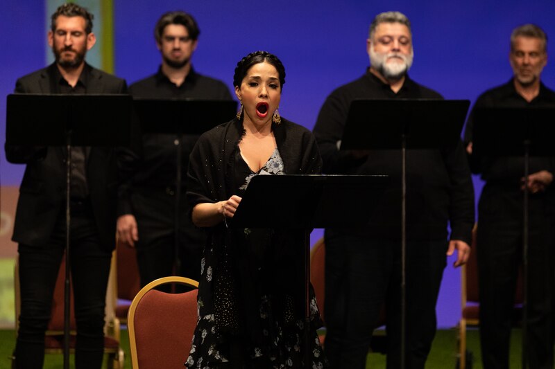 Cantante de ópera en el escenario