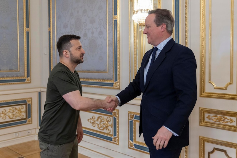 El presidente ucraniano, Volodímir Zelenski, se reúne con el primer ministro británico, Boris Johnson, en Kiev.