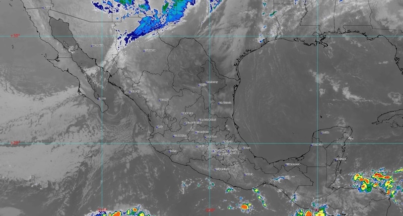 Imagen satelital de México de tope de nubes del 4 de noviembre del 2024