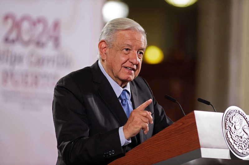 El presidente Andrés Manuel López Obrador durante una conferencia de prensa en Palacio Nacional.