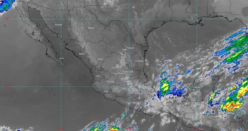 Imágen satelital de México de tope de nubes del 28 de octubre de 2024