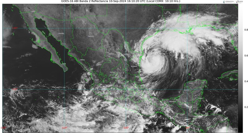 Imagen satelital del huracán "Grace" en el Océano Pacífico.