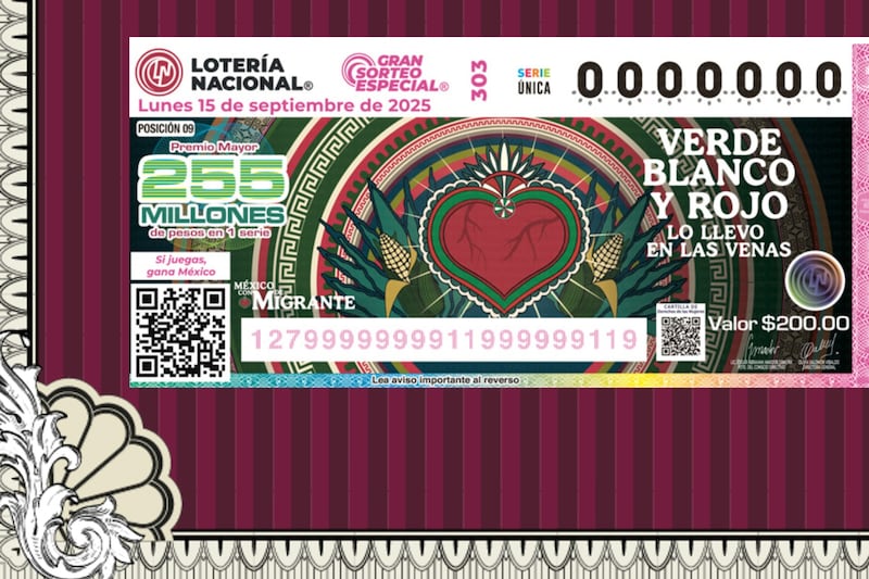 Gran Sorteo Mayor 303 de la Lotería Nacional 15 de septiembre