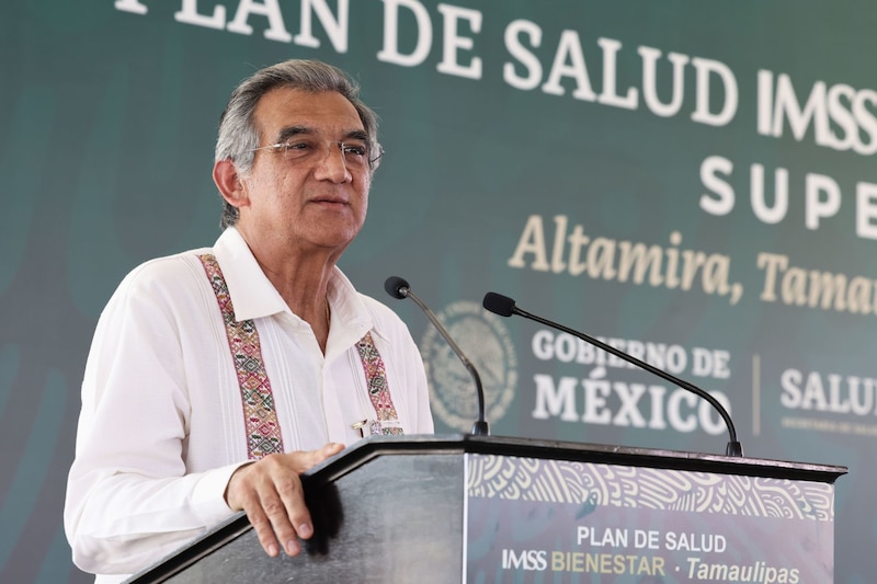 El secretario de Salud federal, Jorge Alcocer Varela, durante la presentación del Plan de Salud IMSS-Bienestar en Altamira, Tamaulipas.