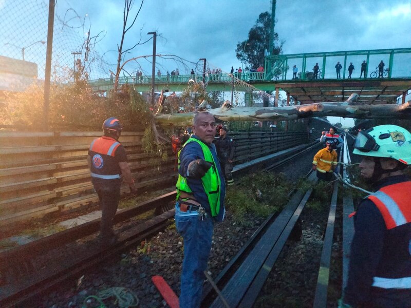 Rescatistas trabajan para liberar a personas atrapadas en un tren