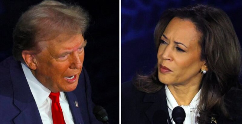 Kamala Harris y Donald Trump en el debate vicepresidencial de 2020