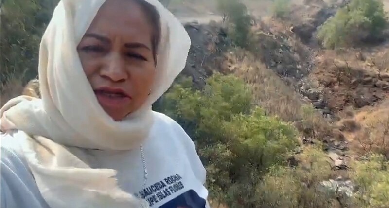 Mujer en la cima de una montaña