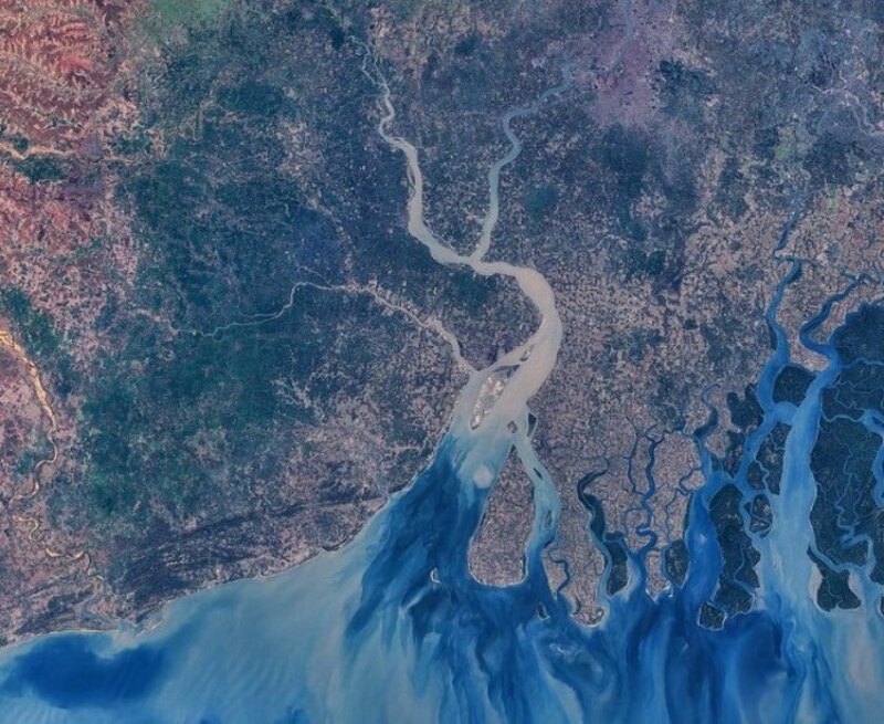Imagen satelital del delta del río Ebro