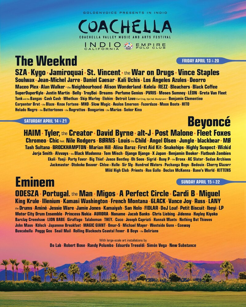 Cartel del Festival de Música y Arte de Coachella 2018