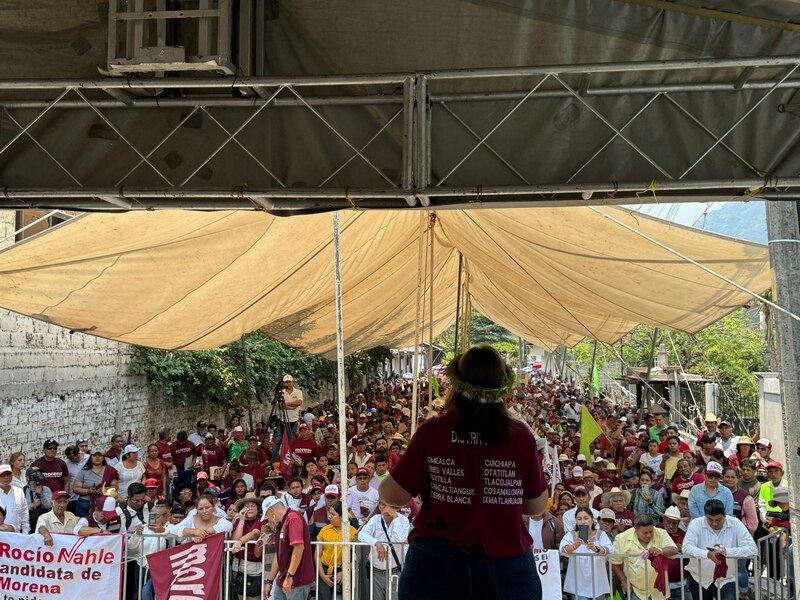 Rocío Nahle, candidata de Morena, encabeza multitudinario mitin en Oaxaca