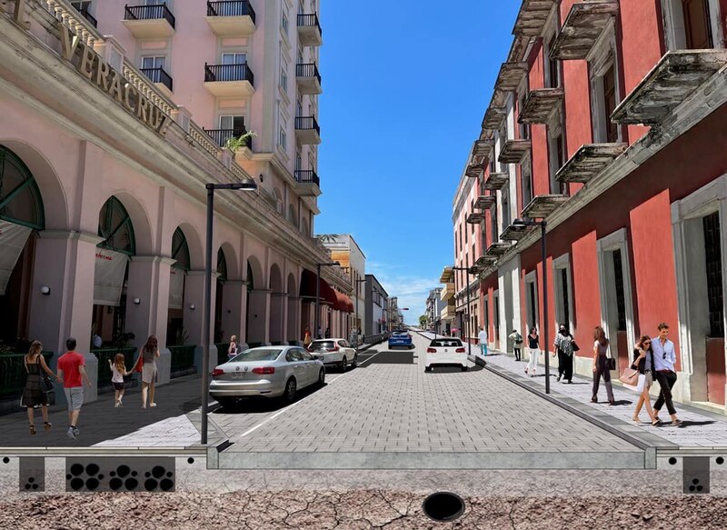 Calle de la ciudad con personas caminando