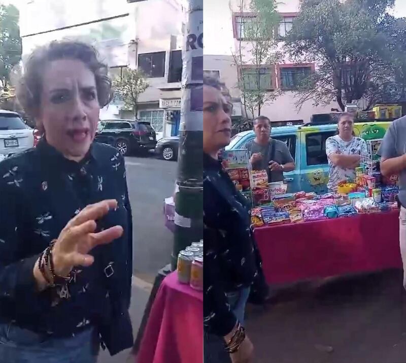 Mujer insulta a comerciantes ambulantes en la calle