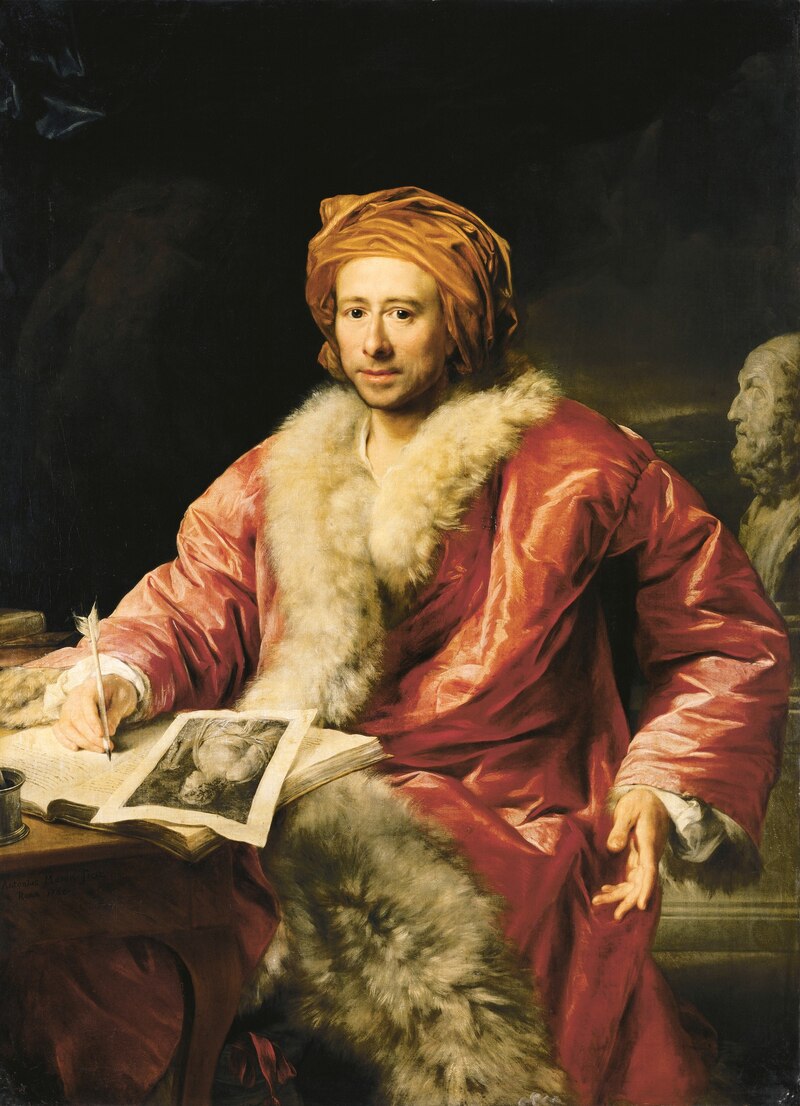 Retrato en óleo del arqueólogo alemán Johann Joachim Winckelmann (1717-1768)