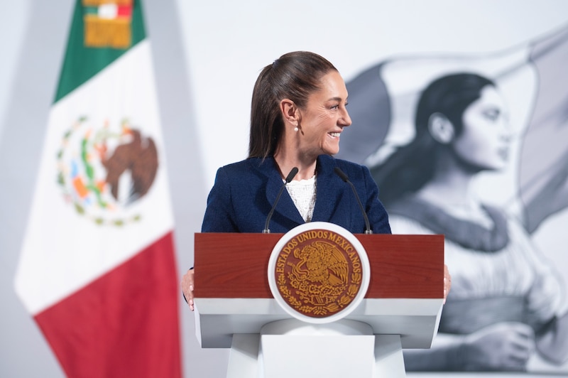 La Presidenta Claudia Sheinbaum en la conferencia mañanera de este lunes