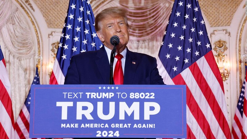 El expresidente Donald Trump anuncia su candidatura a la presidencia de Estados Unidos en 2024.
