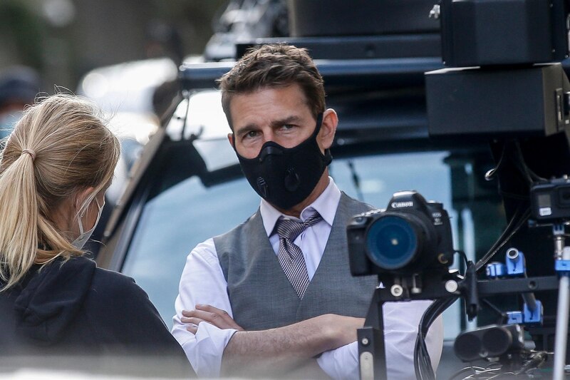 Tom Cruise en el set de grabación de la nueva película Misión Imposible