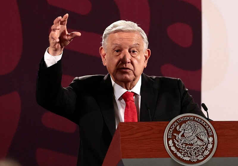 El presidente Andrés Manuel López Obrador da un discurso.