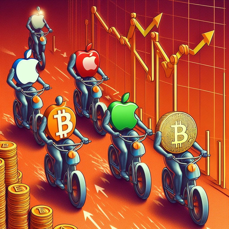 Apple, Bitcoin y Ethereum lideran la carrera de las criptomonedas