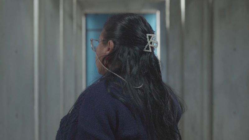 Mujer de espaldas con pelo largo y oscuro