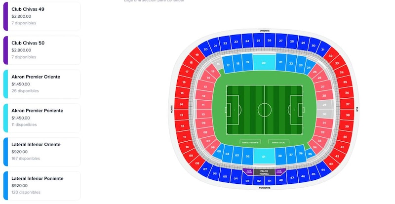 precios boletos chivas vs san luis Estadio Akron