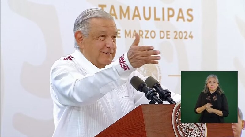 El presidente López Obrador da un discurso en Tamaulipas