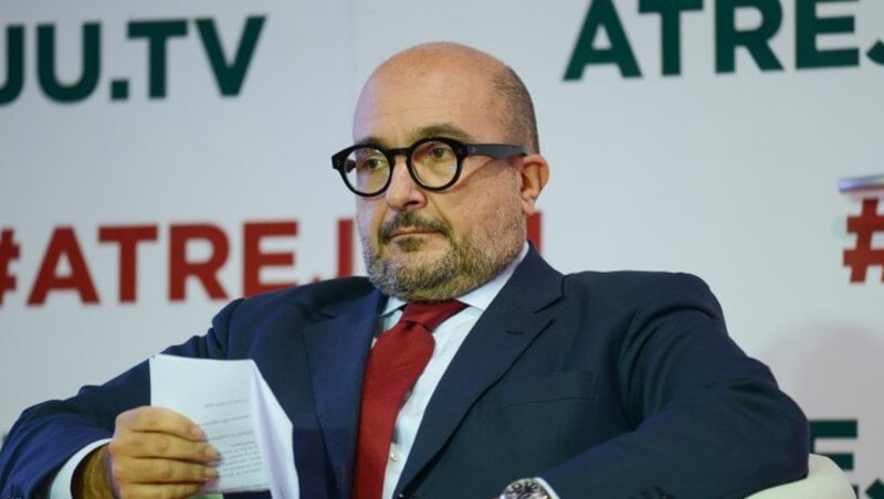 El presidente de Atresmedia, Javier Bardají, en una rueda de prensa