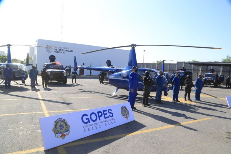 Presentación de los nuevos helicópteros y vehículos para el Grupo de Operaciones Especiales (GOPES) de la Secretaría de Seguridad Pública.