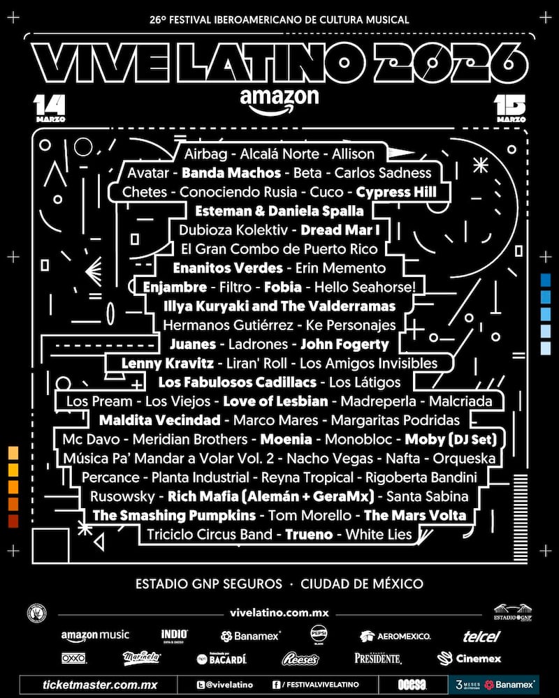 Así luce el set completo de los días de música para el Vive Latino 2026.