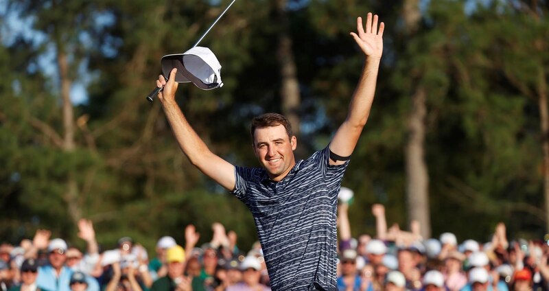 El golfista español Sergio García celebra su victoria en el Masters de Augusta