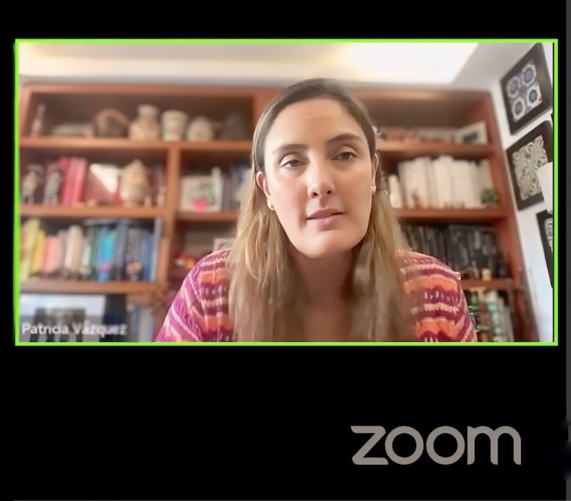 La escritora Patricia Vázquez en una videollamada de Zoom