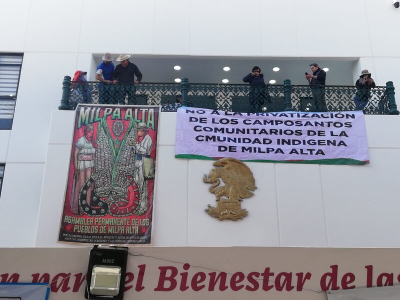 Title: Protesta contra la privatización de los camposantos comunitarios de Milpa Alta