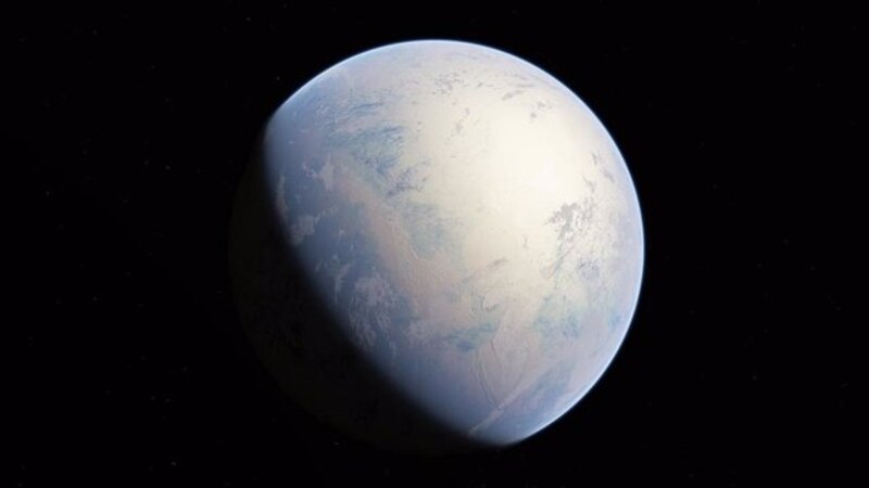Un planeta helado en el espacio