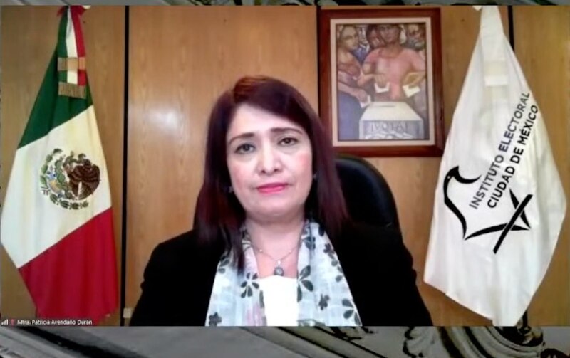 La Consejera Presidenta del IECM, Patricia Avendaño Durán, durante una sesión virtual del Consejo General.
