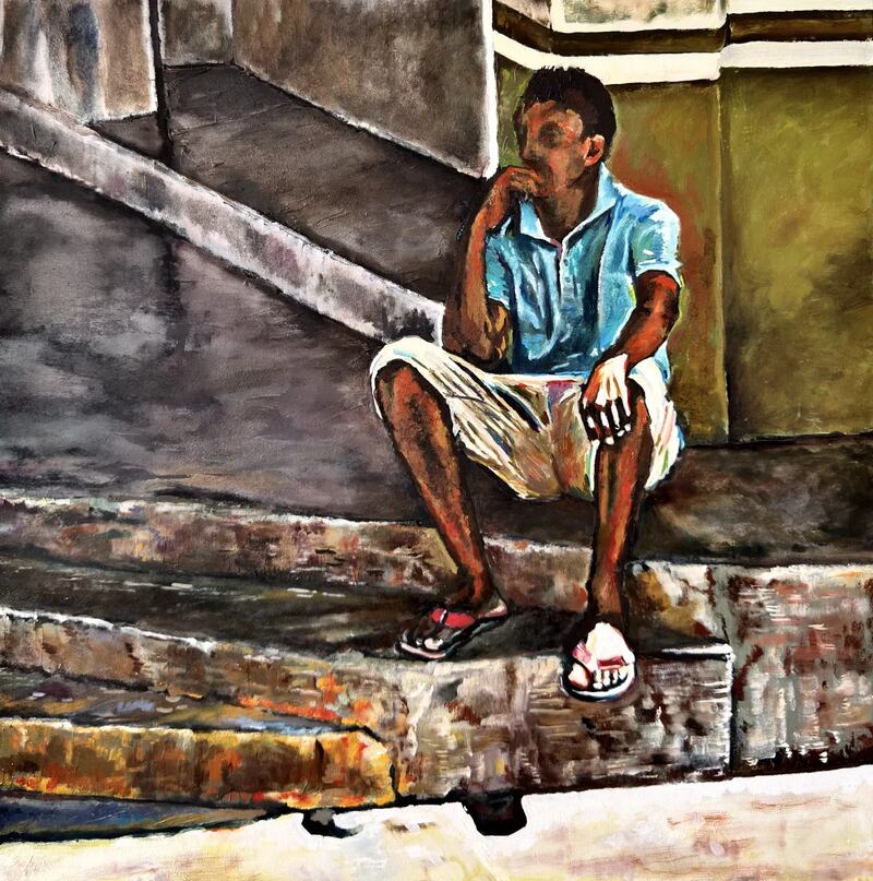 Pintura de la exposición "Dímelo en la calle" en Bellas Hartas de Ashes77