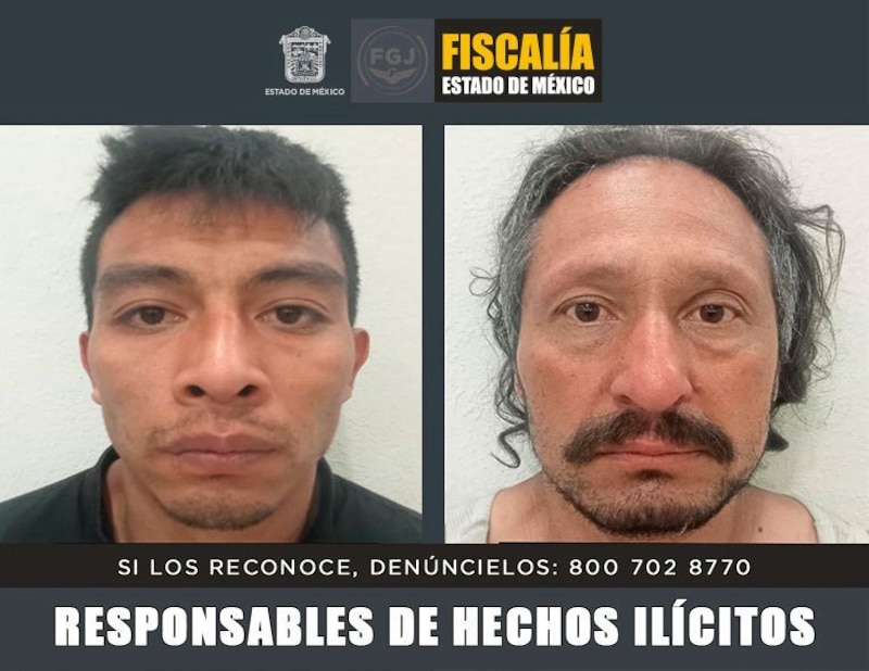 Ficha de la Fiscalía General de Justicia del Estado de México de dos hombres detenidos