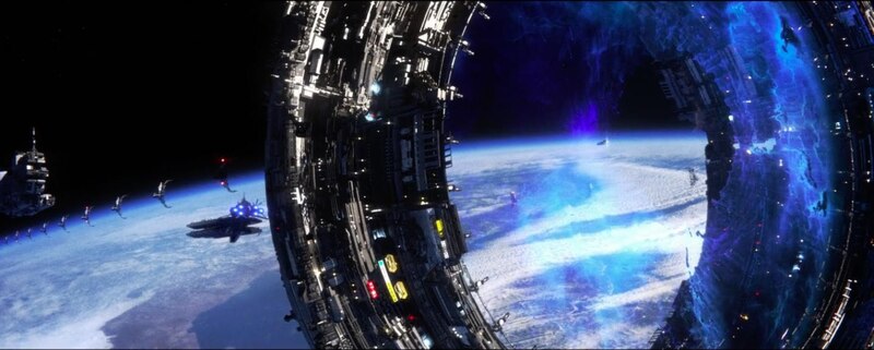 Nave espacial viajando a través de un agujero de gusano