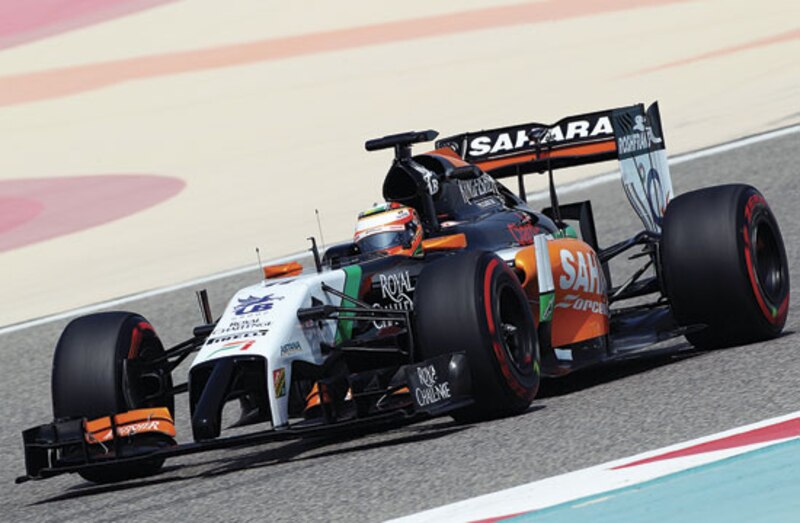El piloto de Sahara Force India, Sergio Pérez, durante el Gran Premio de Abu Dhabi de 2014.