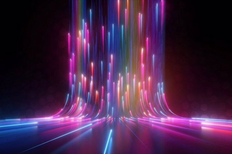 Luces de neón de colores brillantes sobre fondo negro