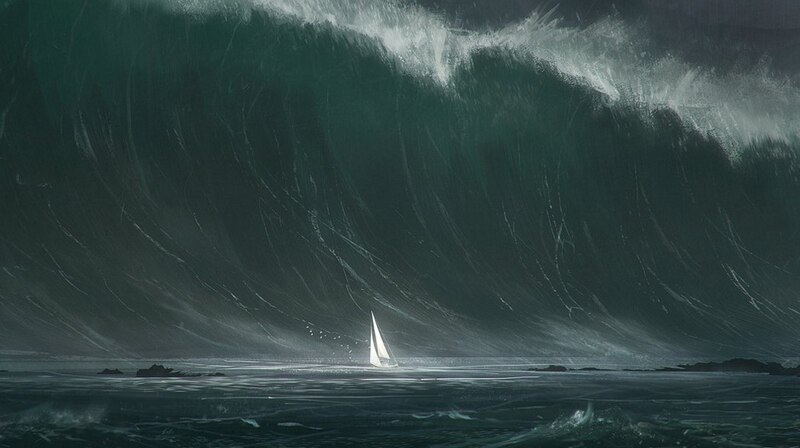 Un velero en medio de una tormenta