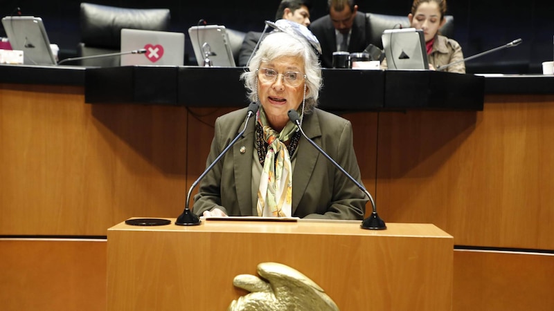 La senadora Patricia Mercado hablando en el pleno del Senado de la República.